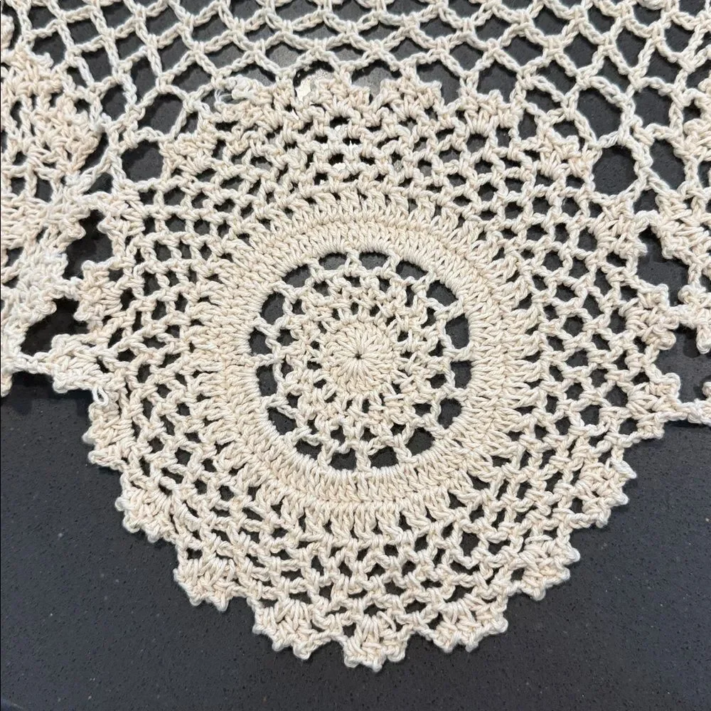 Chic Cream Crochet Table Doily